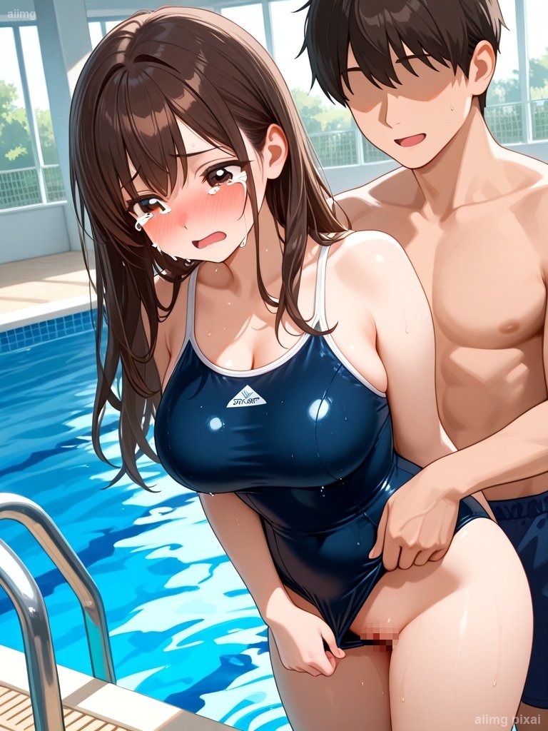 プールでエッチしている水着の女の子：9