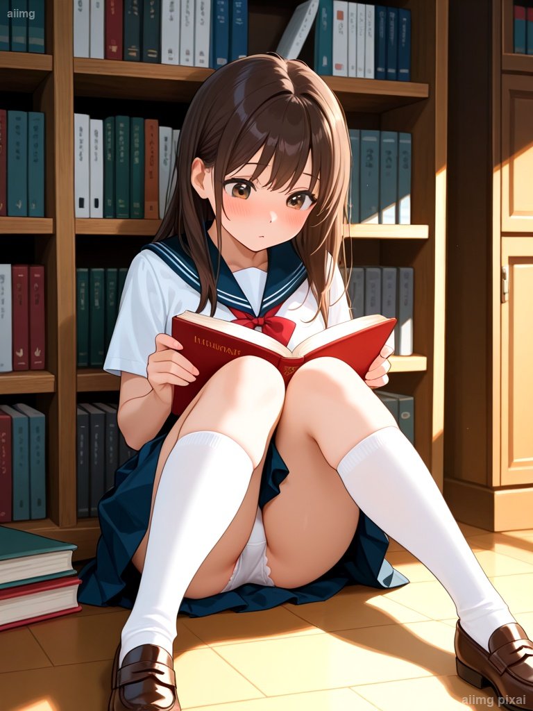 図書室でパンチラしている女の子：1