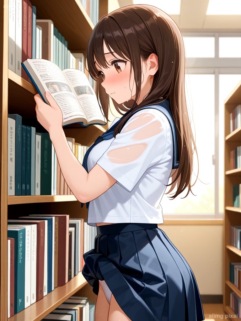 図書室でパンチラしている女の子：1
