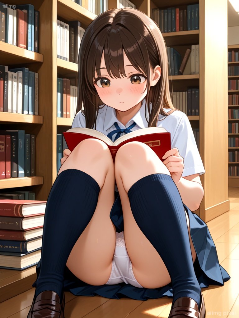 図書室でパンチラしている女の子：1