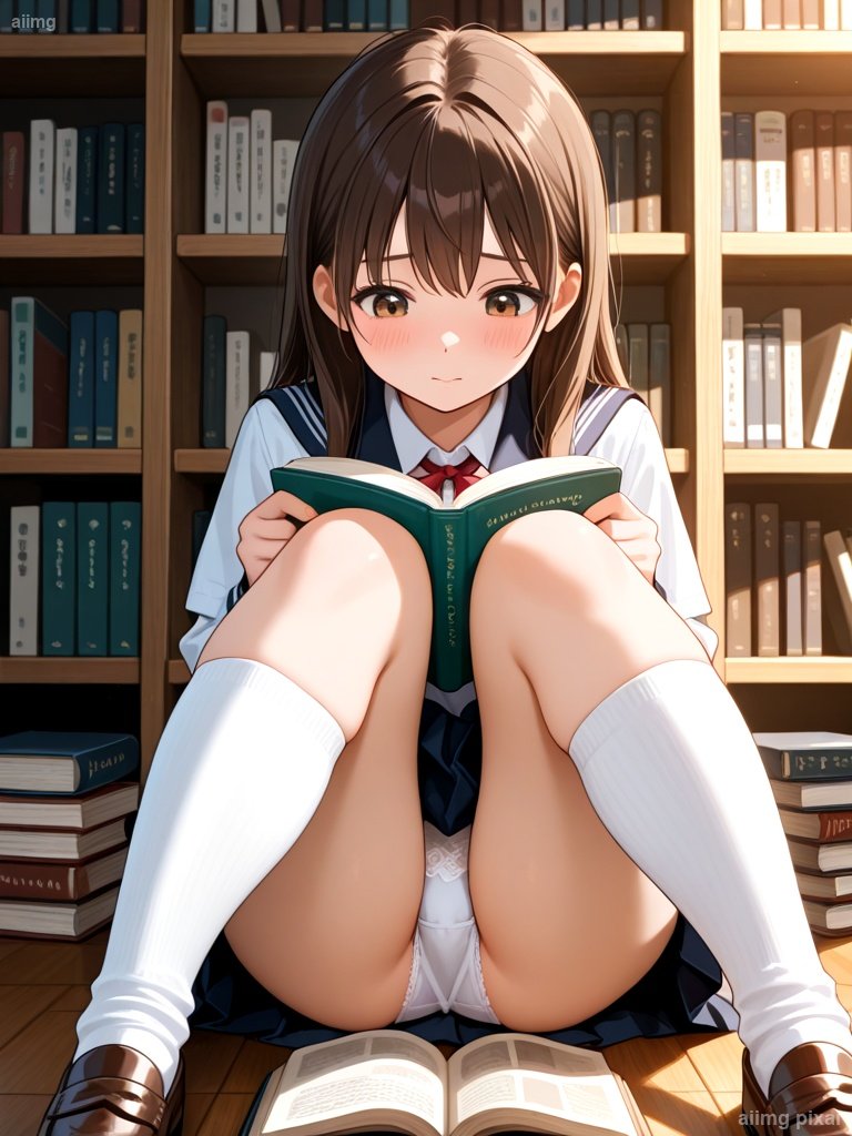 図書室でパンチラしている女の子：1