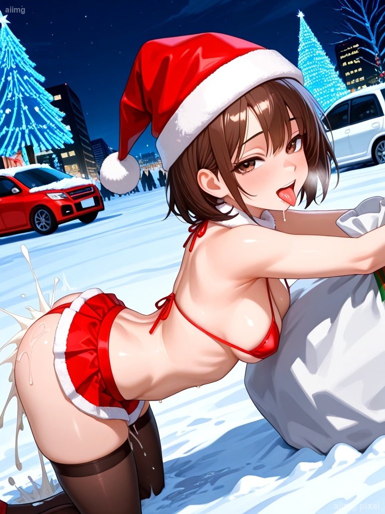 メリークリスマス 部屋でサンタ服の女の子：6