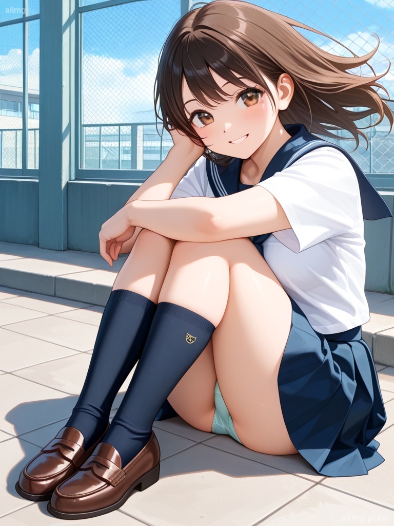 女の子の制服パンチラ：6