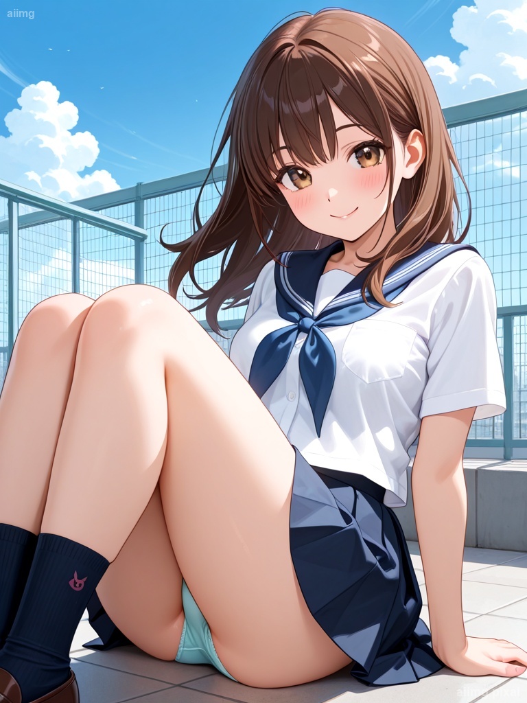 女の子の制服パンチラ：6