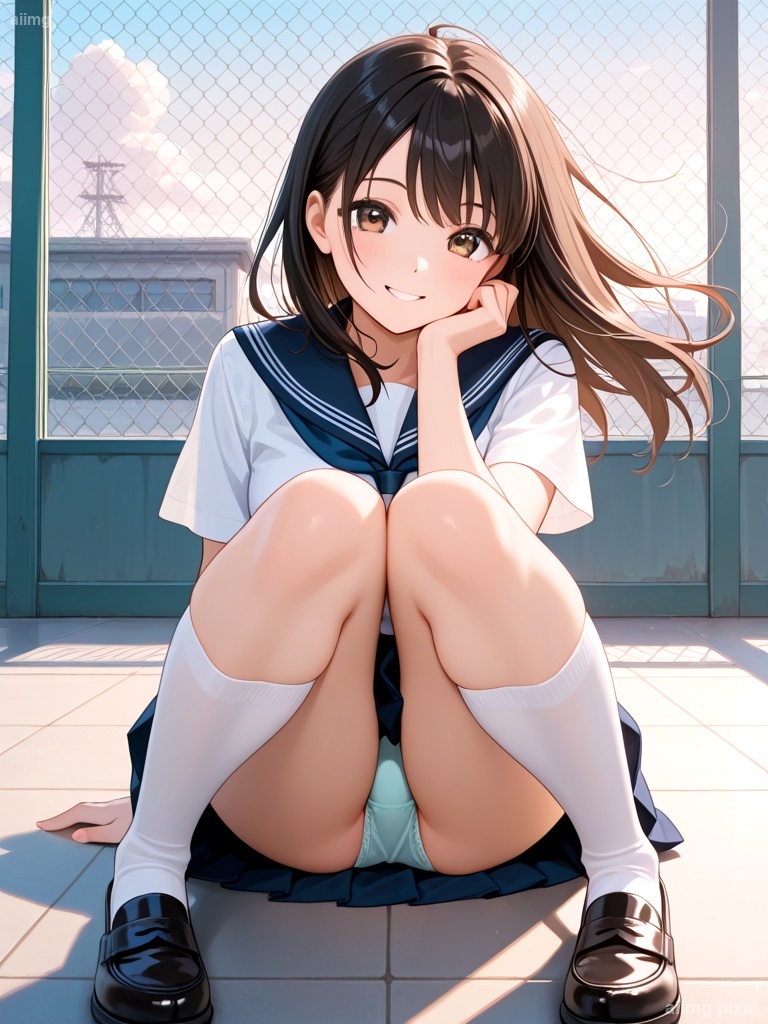 女の子の制服パンチラ：6