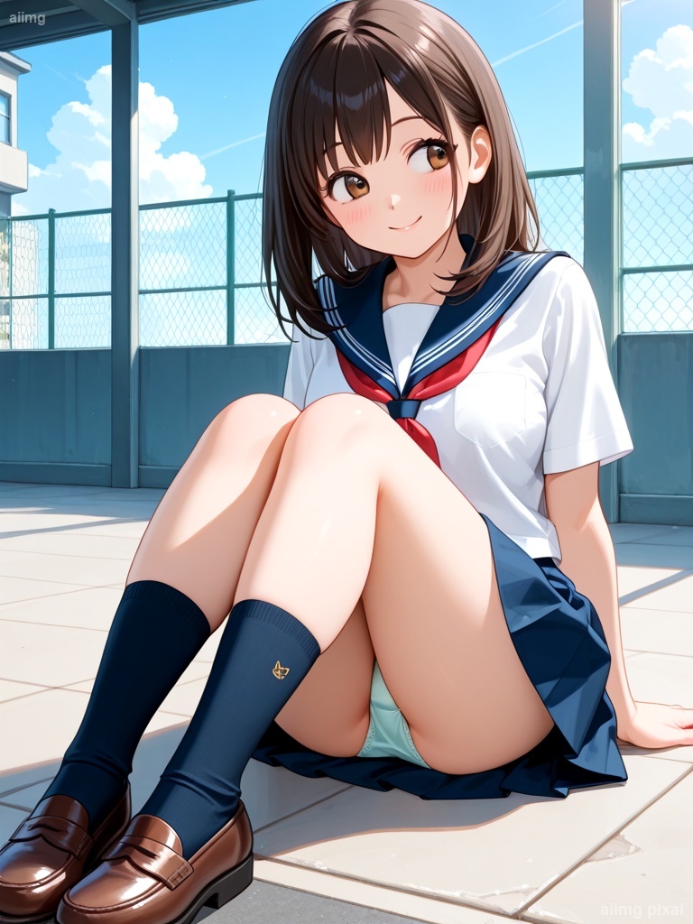 女の子の制服パンチラ：6