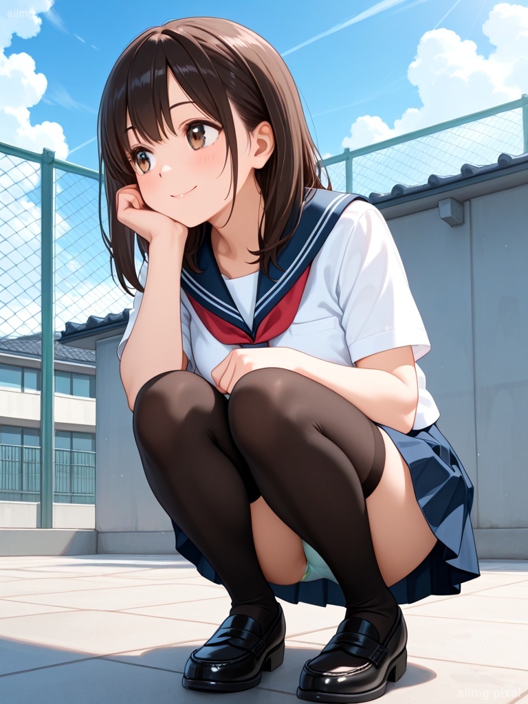 女の子の制服パンチラ：6