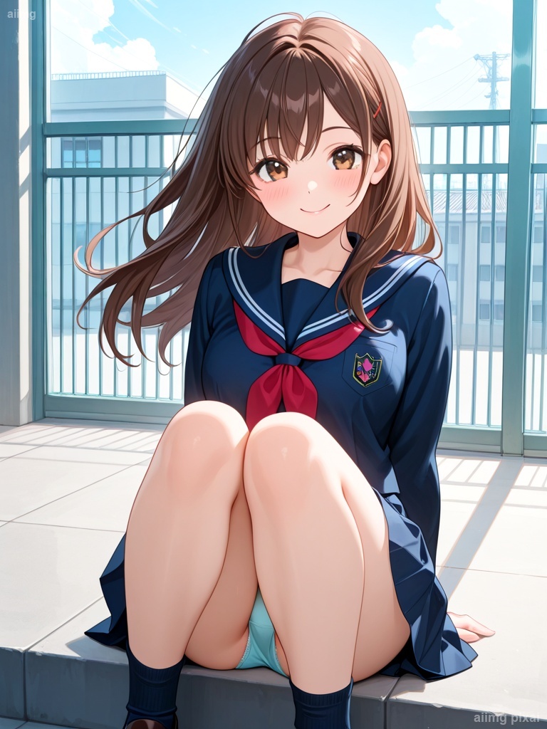 女の子の制服パンチラ：6