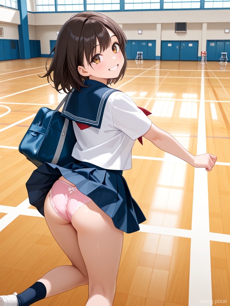 女の子の制服パンモロ：2