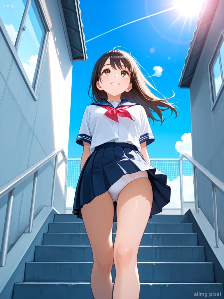 女の子の制服パンチラ：3