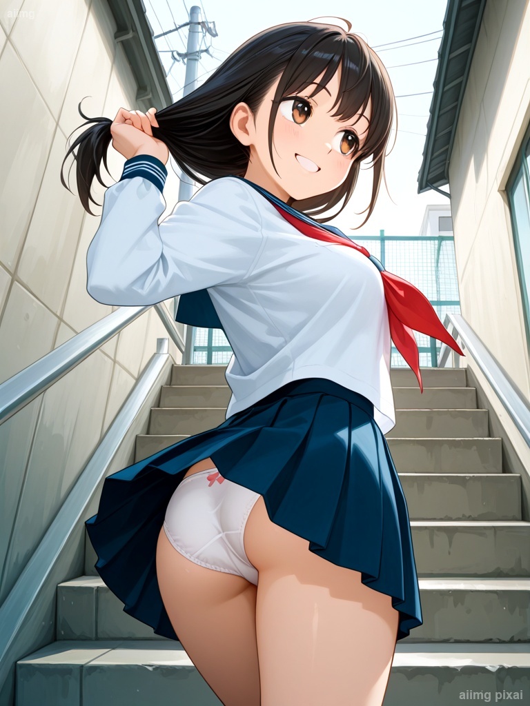 女の子の制服パンチラ：3