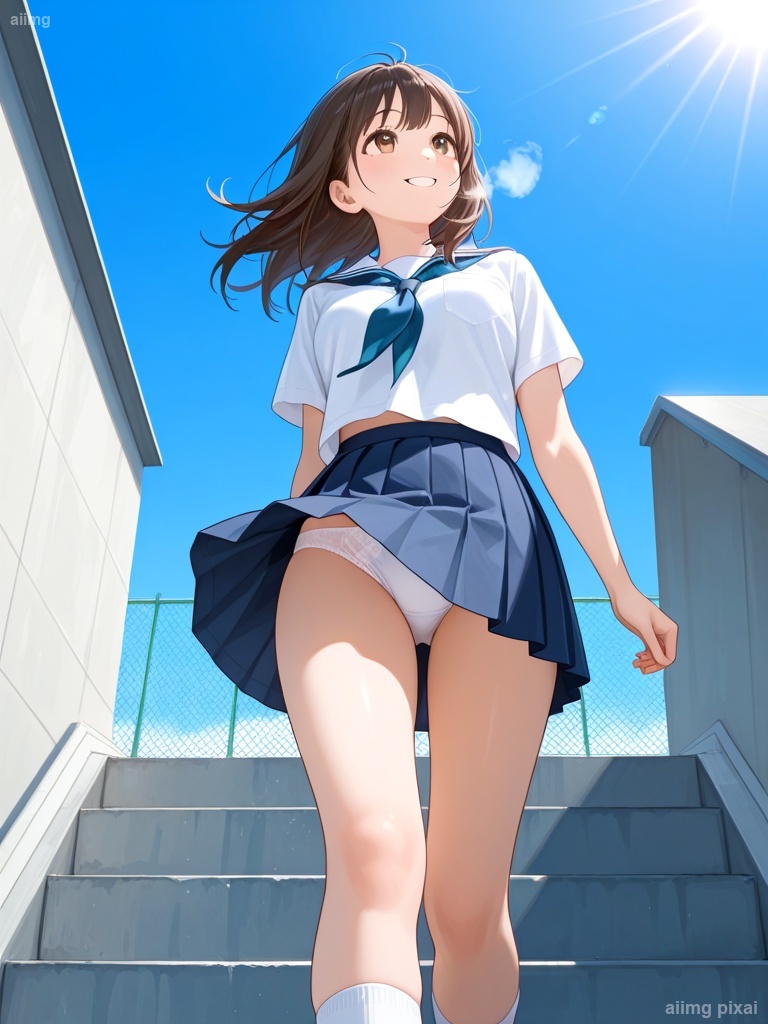 女の子の制服パンチラ：3