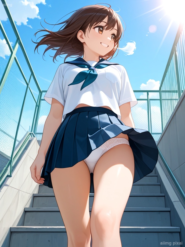 女の子の制服パンチラ：3