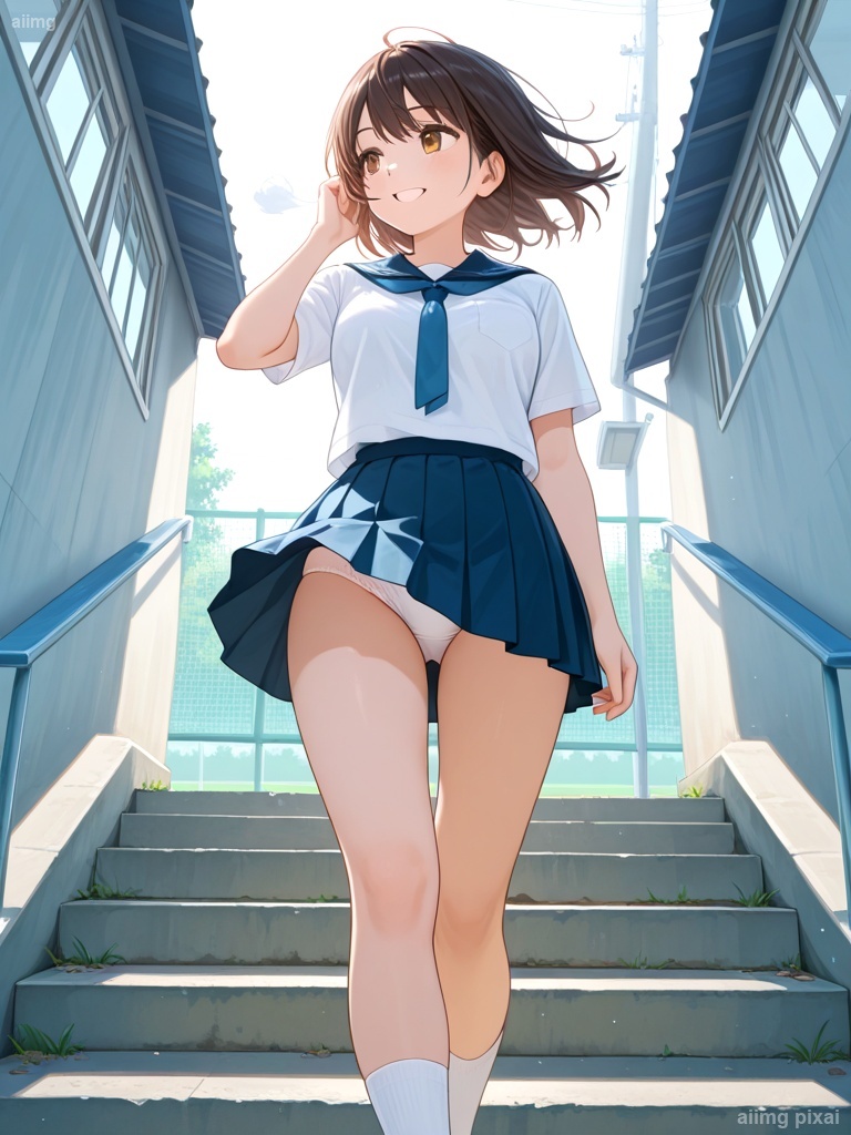 女の子の制服パンチラ：3