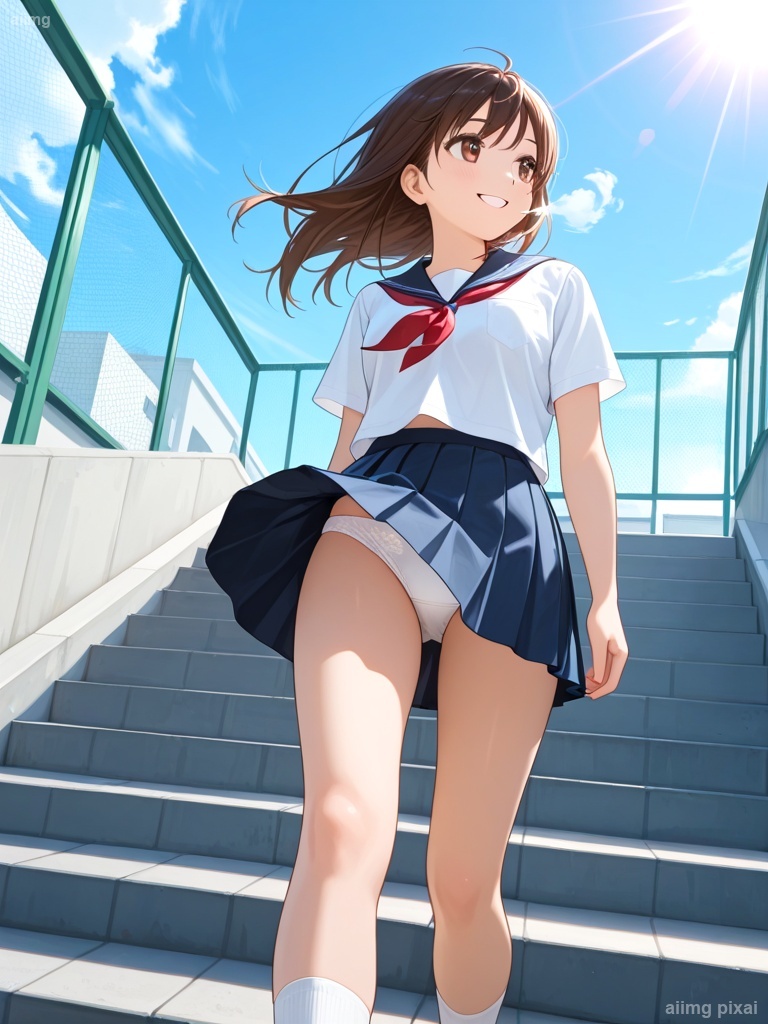 女の子の制服パンチラ：3