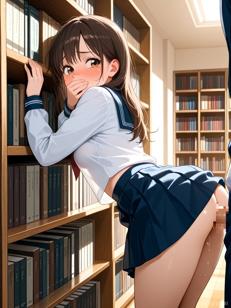図書室でエッチしている女の子：1