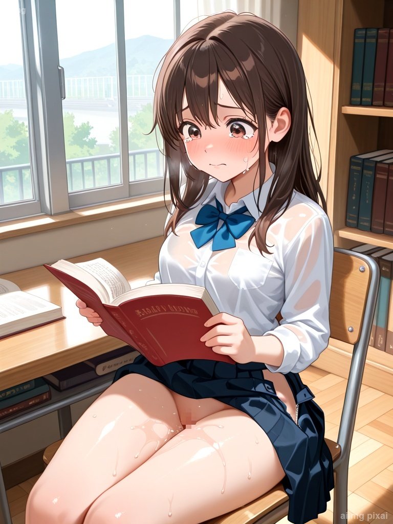 図書室でエッチしている女の子：1