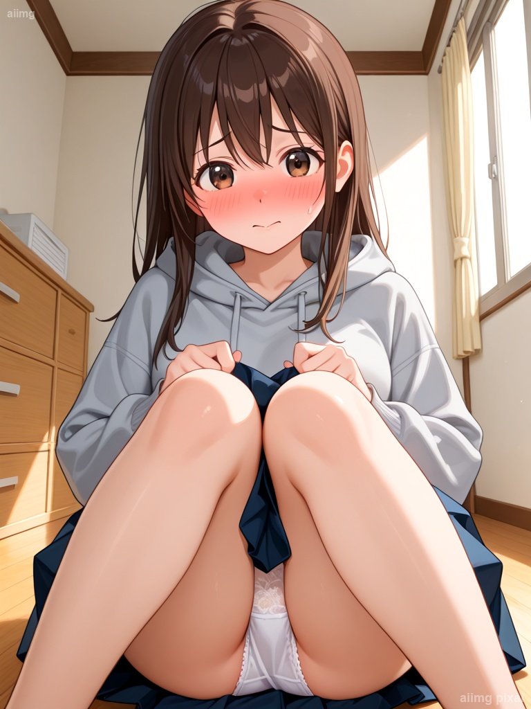 部屋で下着が見えている女の子：2