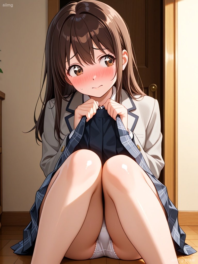 部屋で下着が見えている女の子：1