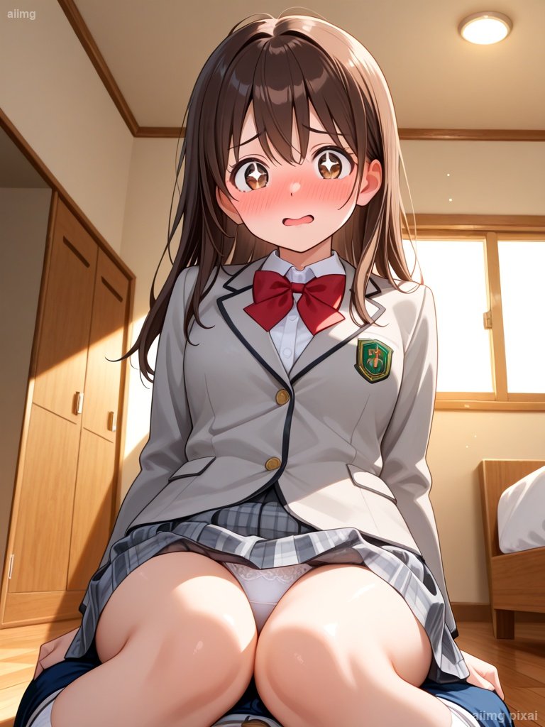 部屋で下着が見えている女の子：1