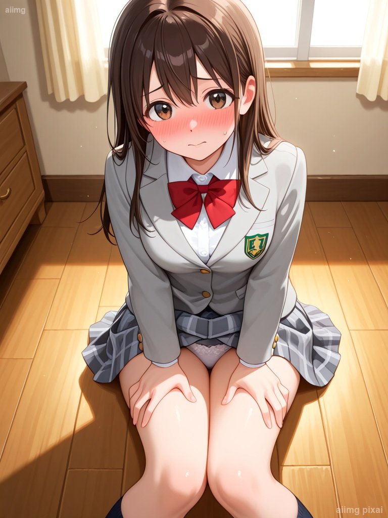 部屋で下着が見えている女の子：1