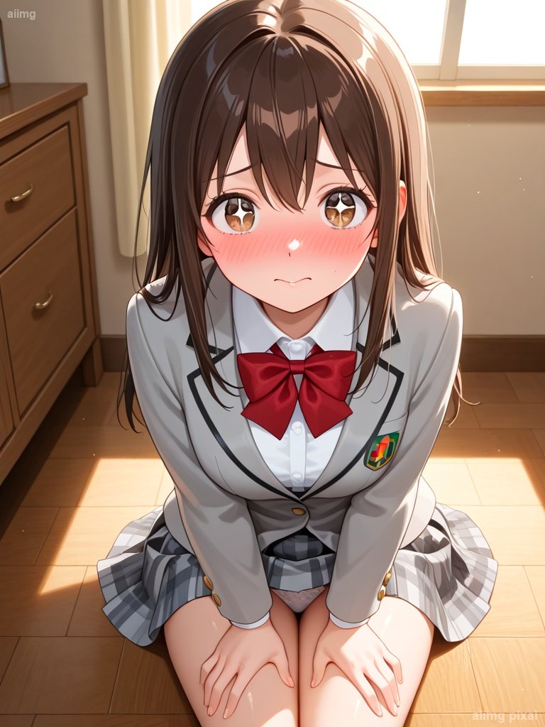 部屋で下着が見えている女の子：1